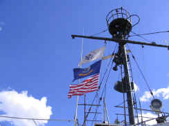 4-16-06 flags at main mast USCG, USN, early Union Jack.jpg (76934 bytes)
