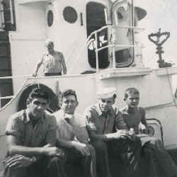 Guys on Dock Yankton in Background 1951.JPG (37259 bytes)
